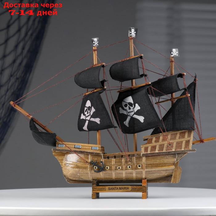Корабль "Уида", 33х8х29 см, пиратский, черные паруса - фото 1 - id-p214717074