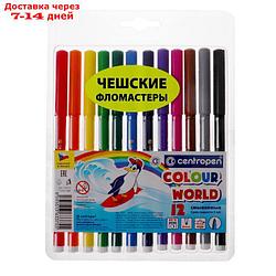 Фломастеры 12 цветов, Centropen Colour World 7550/12 ТП, в блистере, линия 2.0 мм