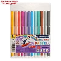 Фломастеры 12 цветов, Centropen Colour World Pastel 7550/12 TP, пастельные, в блистере