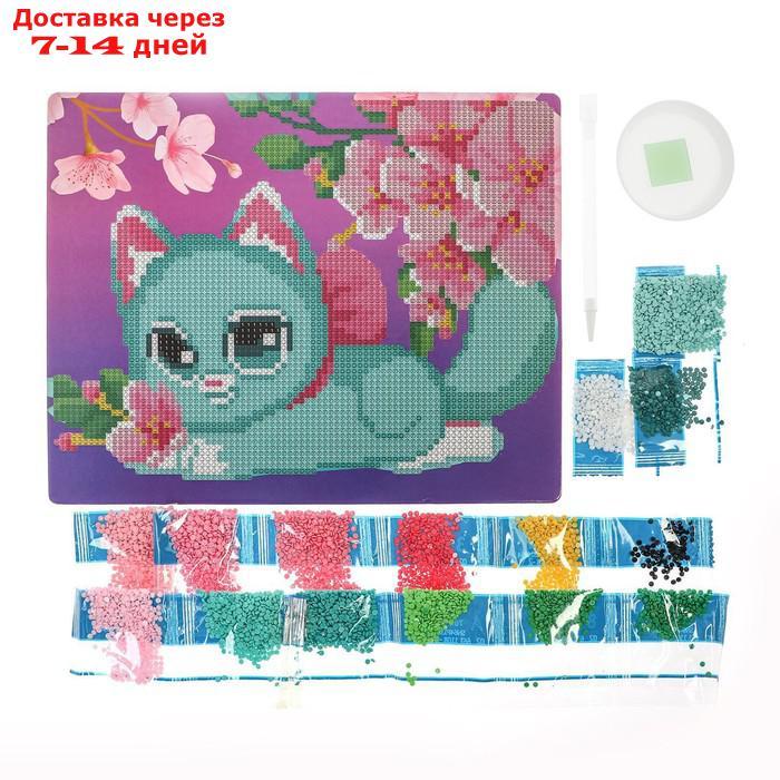 Алмазная мозаика для детей "Милый котик и сакура" 20х25 см - фото 5 - id-p214717474