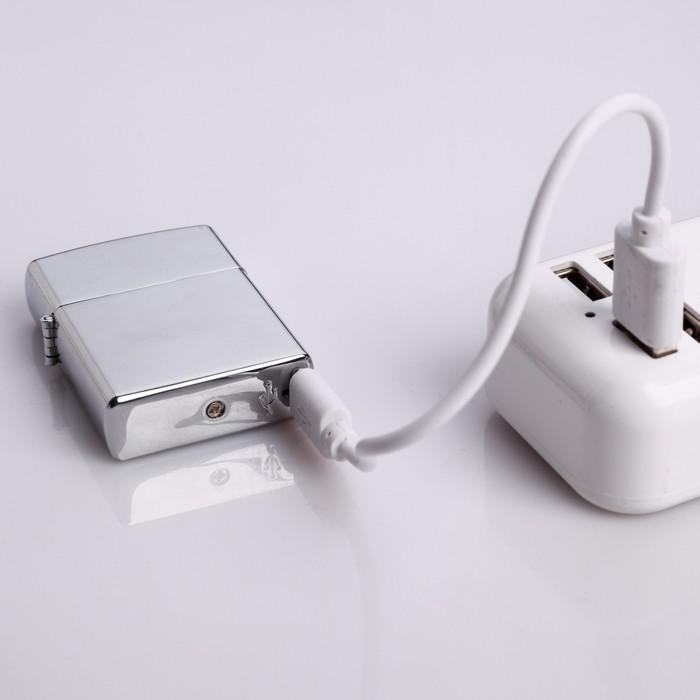 Зажигалка электронная, дуговая, USB, 5.6 х 3.8 х 1.3 см, хром - фото 4 - id-p214664735