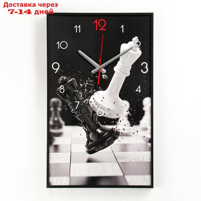 Часы настеные, серия: Интерьер, "Шахматы", 57 х 35 х 4 см