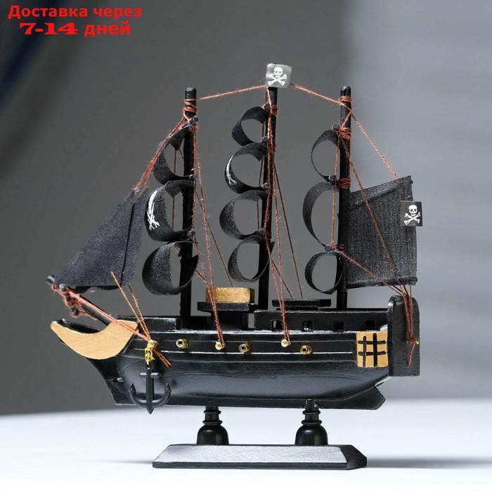 Корабль пиратский шестипушечный "Гангут", черные паруса,16х4х15.5см - фото 1 - id-p214727830