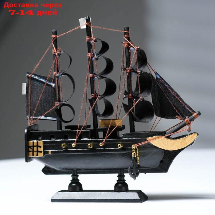 Корабль пиратский шестипушечный "Гангут", черные паруса,16х4х15.5см - фото 2 - id-p214727830