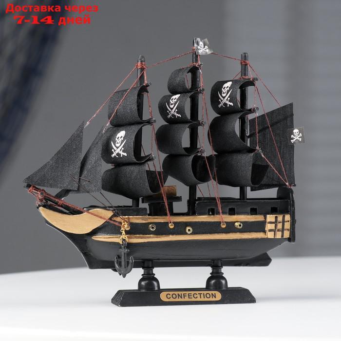 Корабль пиратский шестипушечный "Гангут", черные паруса,16х4х15.5см - фото 6 - id-p214727830