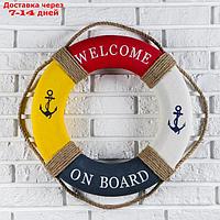 Спасательный круг с бечевкой "welcome on board", якори, 7*50*50 см, разноцветный