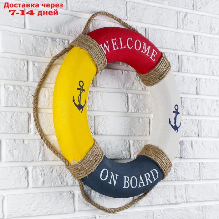 Спасательный круг с бечевкой "welcome on board", якори, 7*50*50 см, разноцветный - фото 2 - id-p214727918