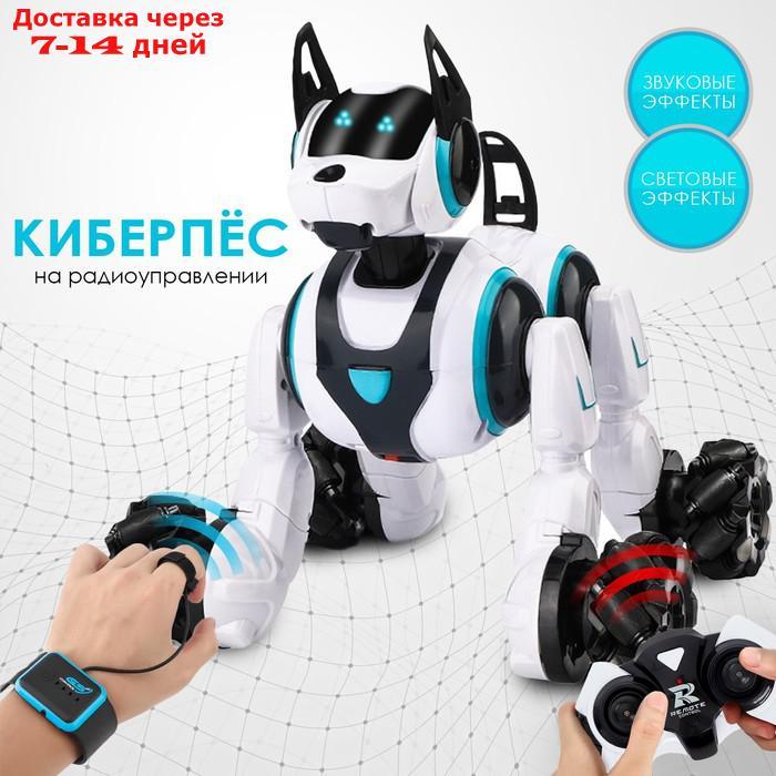 Робот-собака "Кибер пёс", световые и звуковые эффекты, работает от аккумулятора, цвет белый   683332