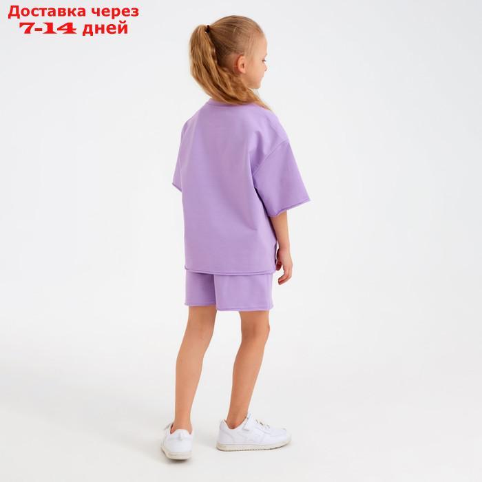 Костюм детский (футболка, шорты) MINAKU: Casual Collection цвет лиловый, рост 104 - фото 4 - id-p214729135