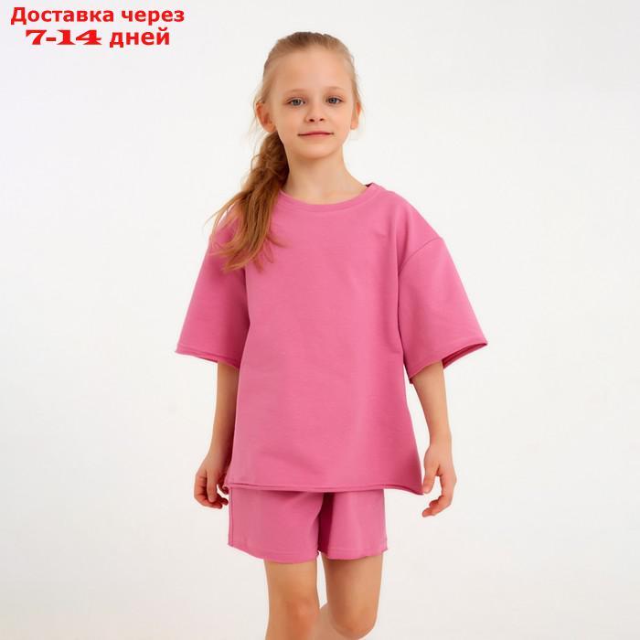 Костюм детский (футболка, шорты) MINAKU: Casual Collection цвет пудровый, рост 104 - фото 8 - id-p214729136