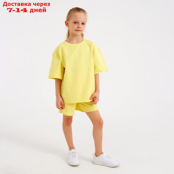 Костюм детский (футболка, шорты) MINAKU: Casual Collection цвет лимонный, рост 104 - фото 1 - id-p214729137