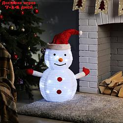 Фигура светодиодная "Снеговик в колпачке" 60 см, 40 LED, 220V, БЕЛЫЙ