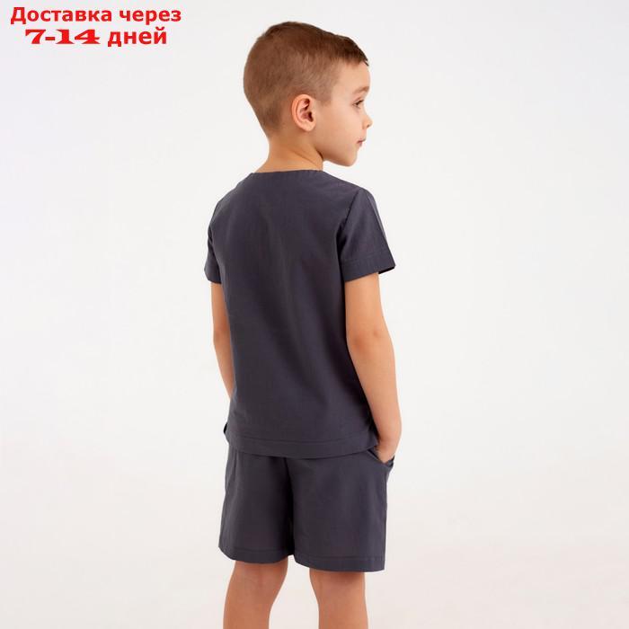 Комплект для мальчика (рубашка, шорты) MINAKU: Cotton Collection цвет серый, рост 134 - фото 4 - id-p214728348