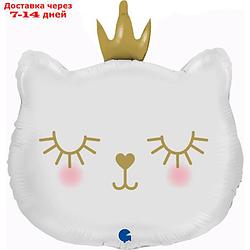 Шар фольгированный 26'' фигура " Котенок Принцесса" белый, 1 шт.