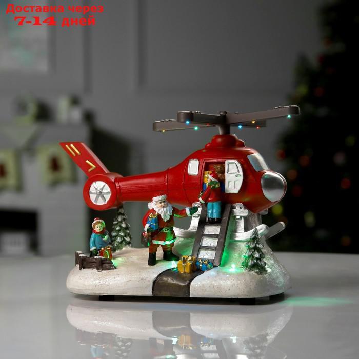 Фигура светодиодная "Вертолёт с подарками" 31.5x18x18 см, USB, AAx3, МУЛЬТИ - фото 1 - id-p214728599