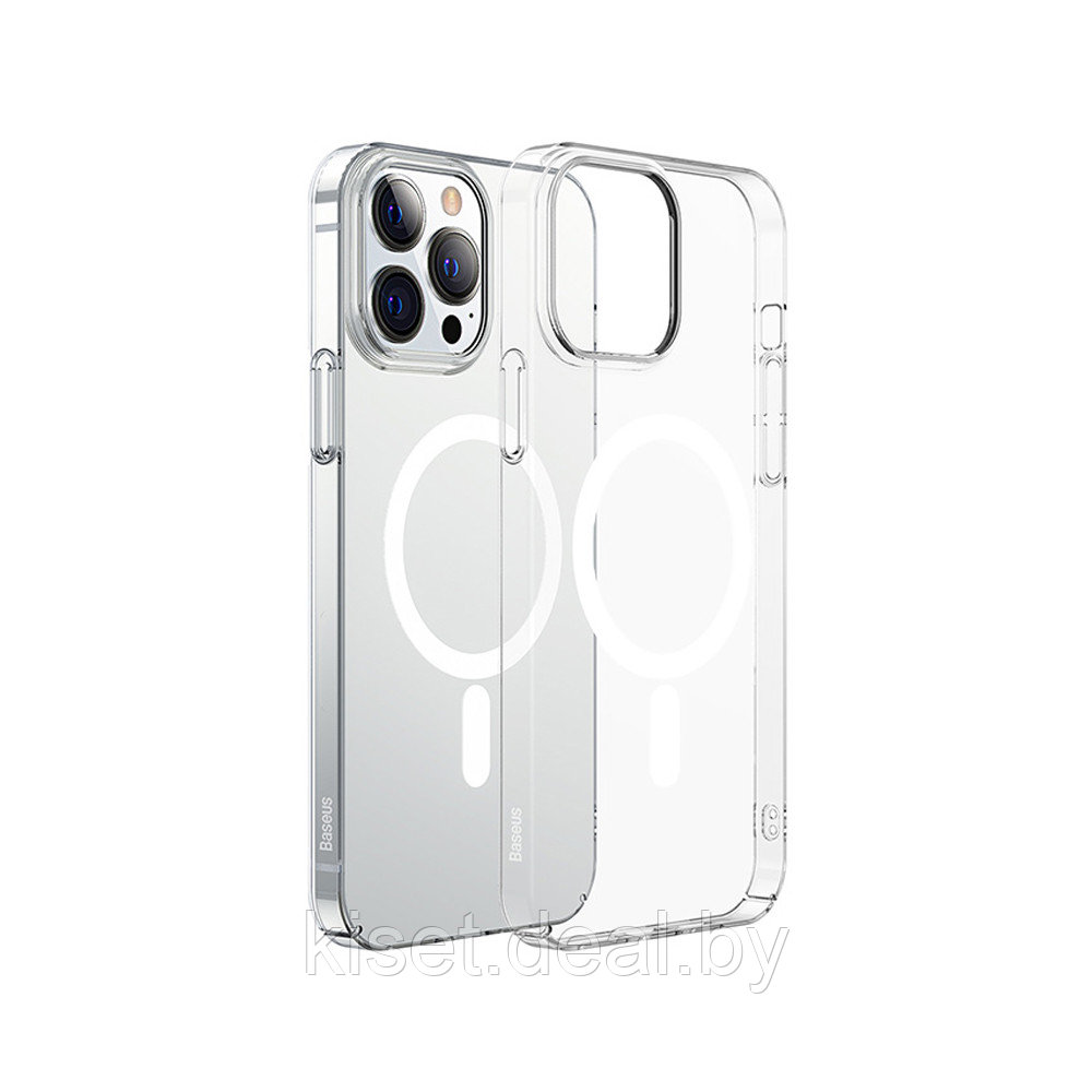 Пластиковый чехол Baseus ARJT000102 для iPhone 13 Pro с MagSafe прозрачный + защитное стекло на экран - фото 1 - id-p214779738