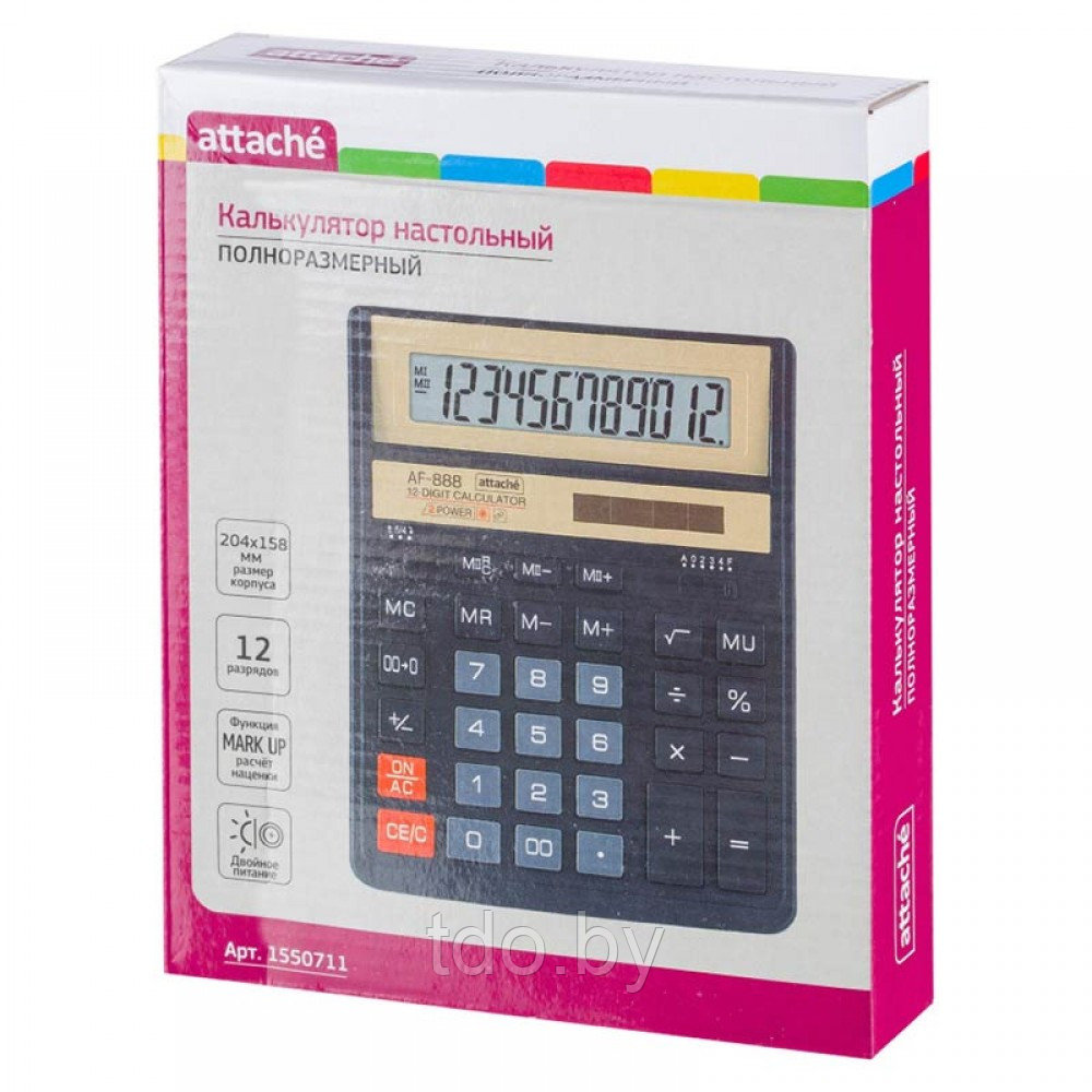 Калькулятор настольный Attache ASF-888, 12-разрядный, чёрный - фото 8 - id-p214806035