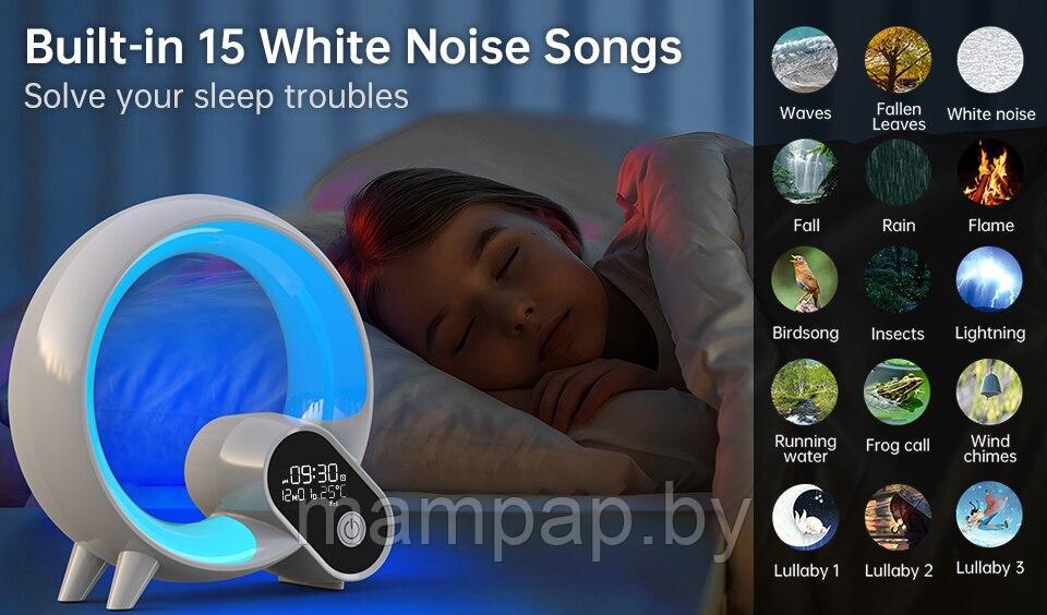 Cветовая музыкальная колонка Novelty Ambient Light & Wake-up Light с часами и будильником на пульте управления - фото 8 - id-p214806127