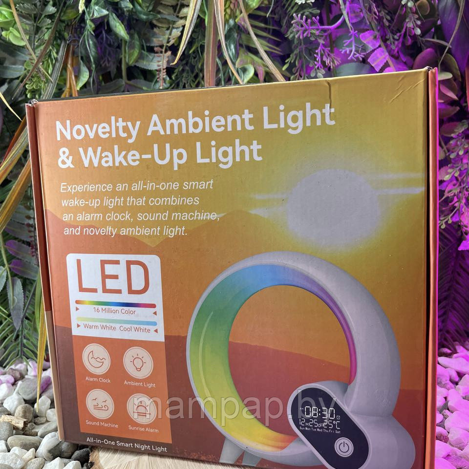 Cветовая музыкальная колонка Novelty Ambient Light & Wake-up Light с часами и будильником на пульте управления - фото 3 - id-p214807211