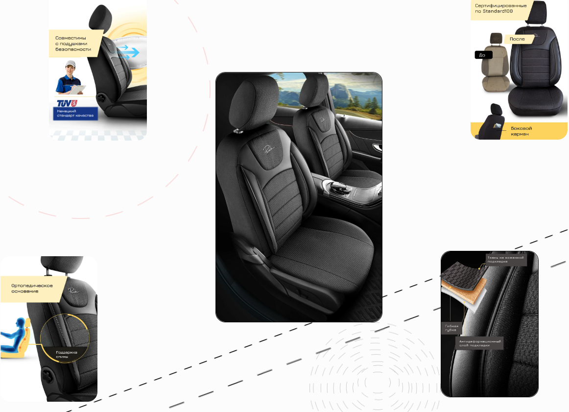Универсальные чехлы PRESTIJ для автомобильных сидений / Авточехлы - комплект на весь салон автомобиля - фото 8 - id-p214808233