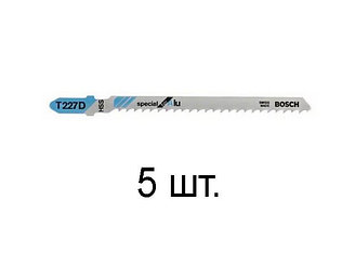 Пилка лобз. по алюминию T227D (5 шт.) BOSCH (пропил криволинейный, тонкий, быстрый рез)