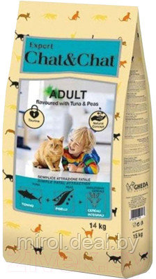 Сухой корм для кошек Chat&Chat Expert для взрослых кошек с тунцом и горохом - фото 1 - id-p214815018