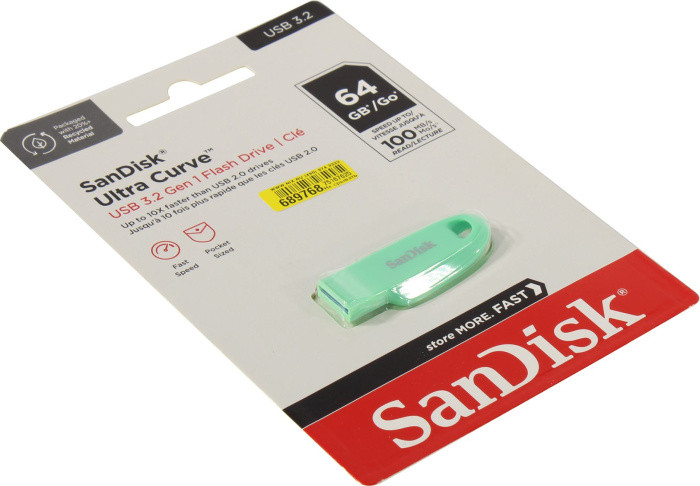 Накопитель SanDisk Ultra Curve SDCZ550-064G-G46G USB3.2 Flash Drive 64Gb (RTL) - фото 1 - id-p214816131