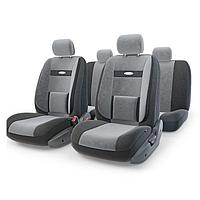 Авточехлы универcальные AUTOPROFI COMFORT, COM-1105 BK/D.GY (M), велюр, набор из 11 предметов, цвет