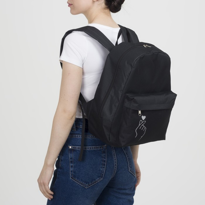 Рюкзак молодёжный Like, 29х12х37 см, отдел на молнии, наружный карман, цвет чёрный - фото 6 - id-p214816485
