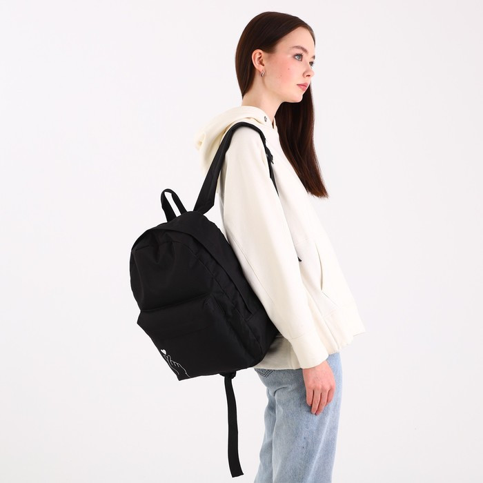 Рюкзак молодёжный Like, 29х12х37 см, отдел на молнии, наружный карман, цвет чёрный - фото 9 - id-p214816485