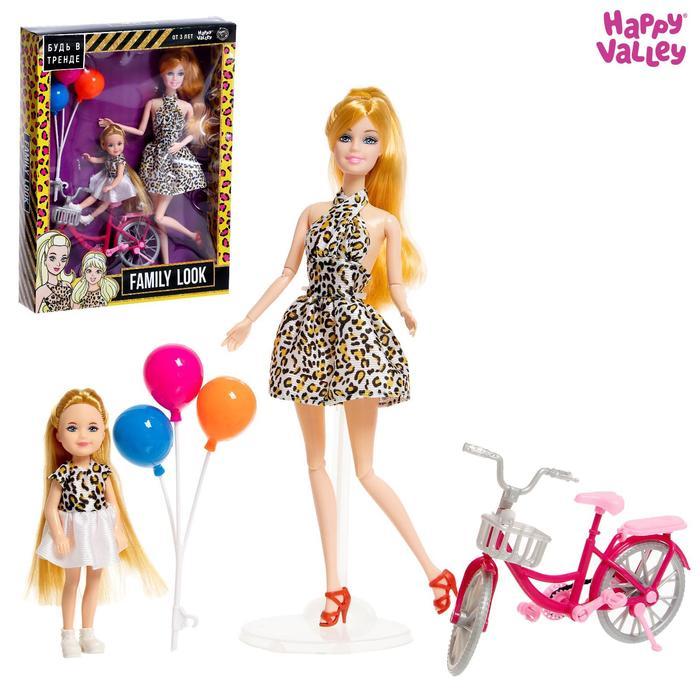 Кукла-модель с дочкой Family Look на велосипеде, леопард - фото 1 - id-p214816847
