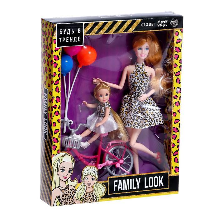 Кукла-модель с дочкой Family Look на велосипеде, леопард - фото 2 - id-p214816847