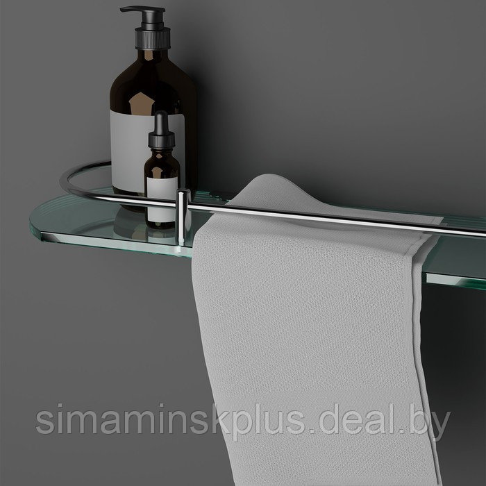 Полка для ванной комнаты, 50×12×4 см, металл, стекло - фото 5 - id-p214817053