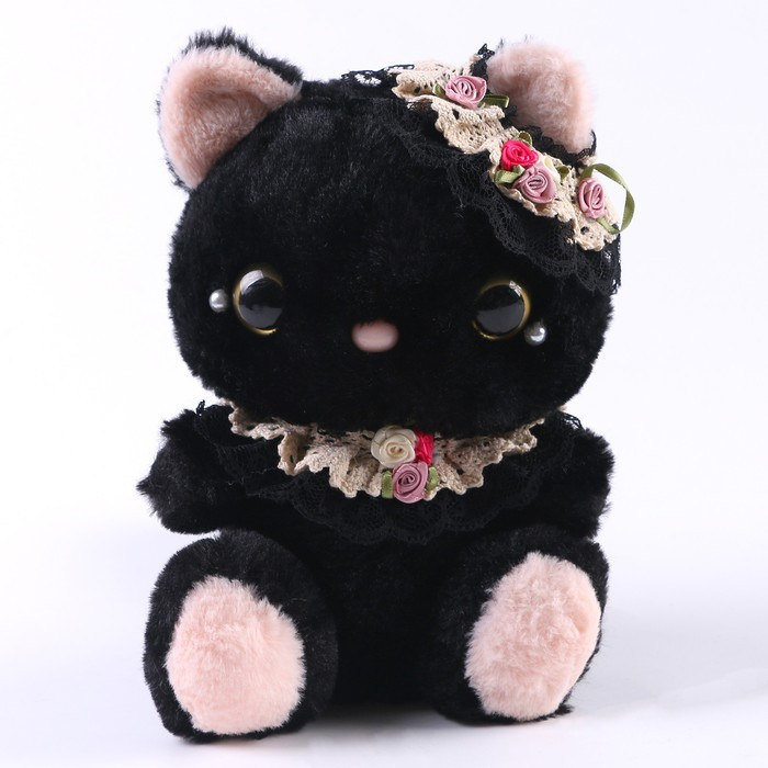 Мягкая игрушка «Котик» с бусинами, 22 см, цвет чёрный - фото 6 - id-p214818278