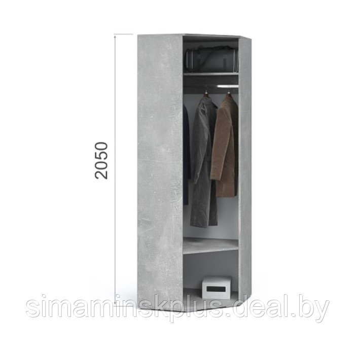 Шкаф угловой «Виола», 700×370×2050 мм, цвет ателье светлый / белый - фото 2 - id-p214818424