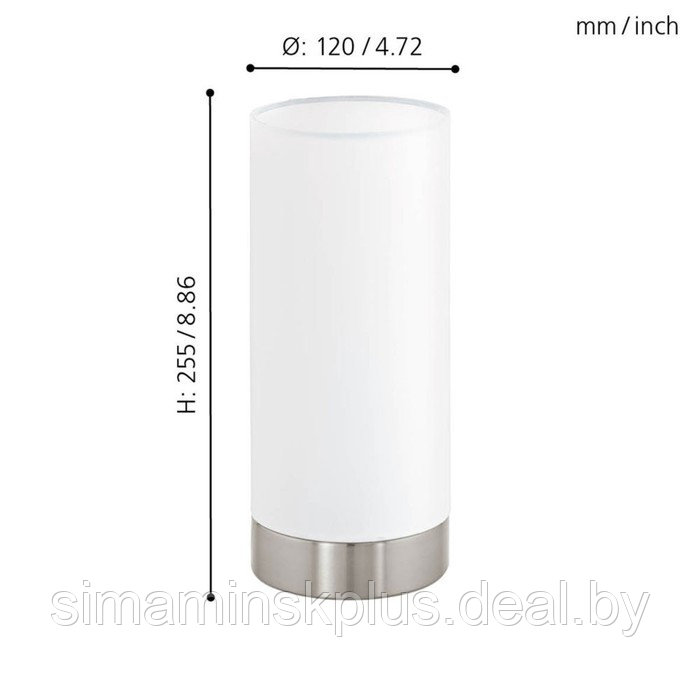 Настольная лампа MASERLO 1x60Вт E27 никель, белый 12x12x25,5см - фото 3 - id-p214818691