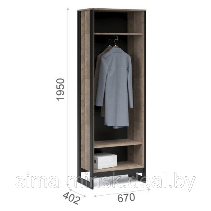 Шкаф 2-х дверный «Стокгольм», 670×402×1950 мм, цвет дуб гранж песочный / железный камень - фото 2 - id-p214820240