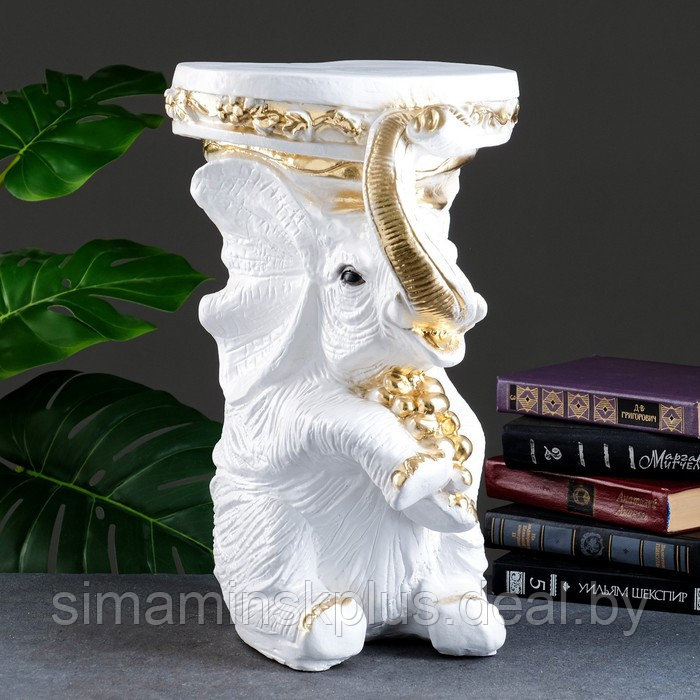 Фигура - подставка "Слон сидя" белое золото, 34х26х44см - фото 1 - id-p214819368