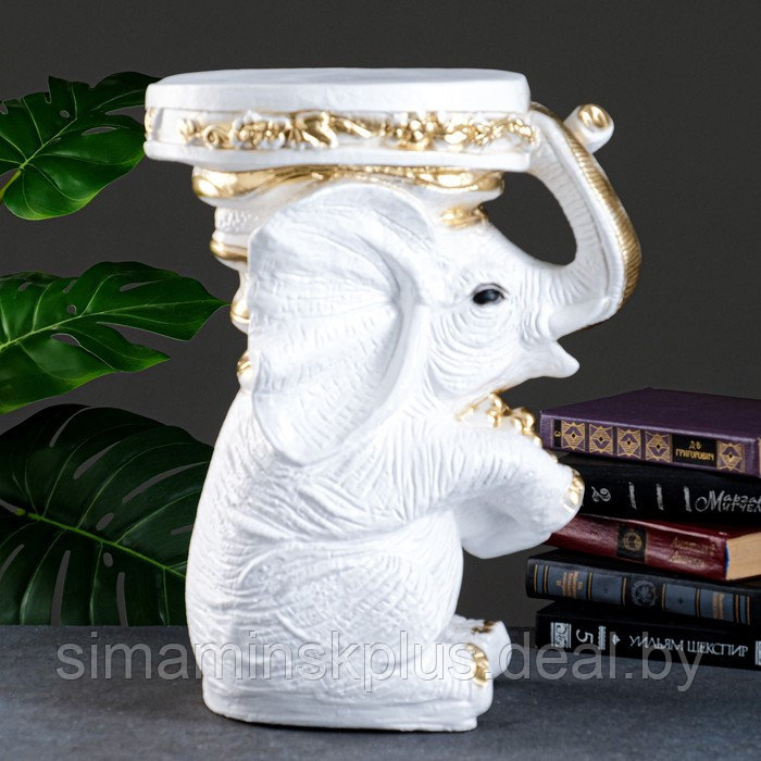 Фигура - подставка "Слон сидя" белое золото, 34х26х44см - фото 2 - id-p214819368