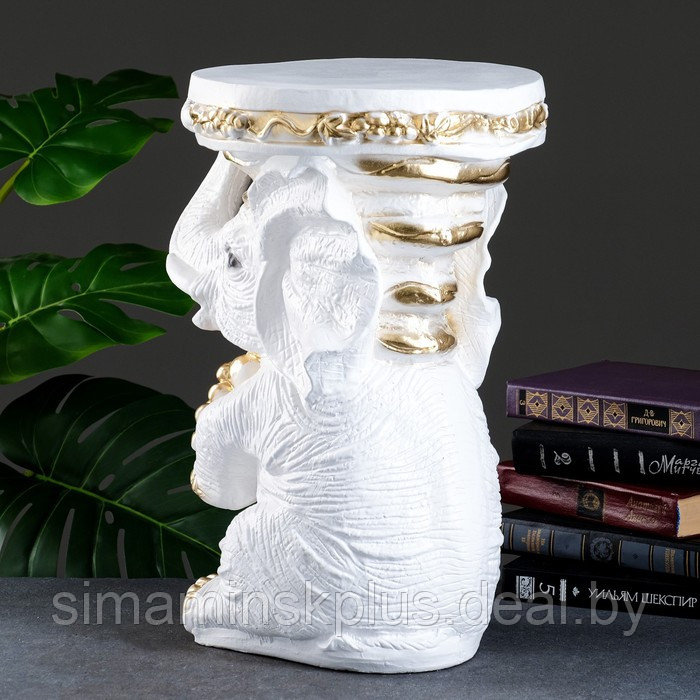Фигура - подставка "Слон сидя" белое золото, 34х26х44см - фото 3 - id-p214819368