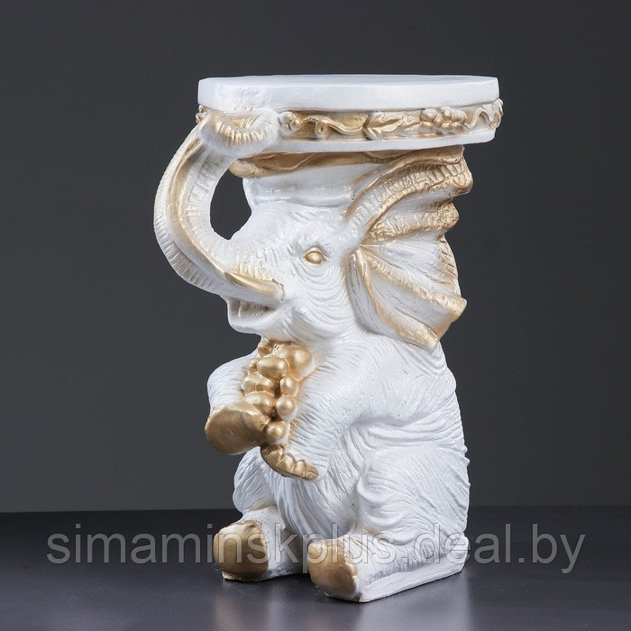 Фигура - подставка "Слон сидя" белое золото, 34х26х44см - фото 6 - id-p214819368