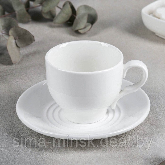 Набор фарфоровый чайный, 4 предмета: чашка 220 мл, 2 блюдца d=14 см, цвет белый - фото 2 - id-p214822249