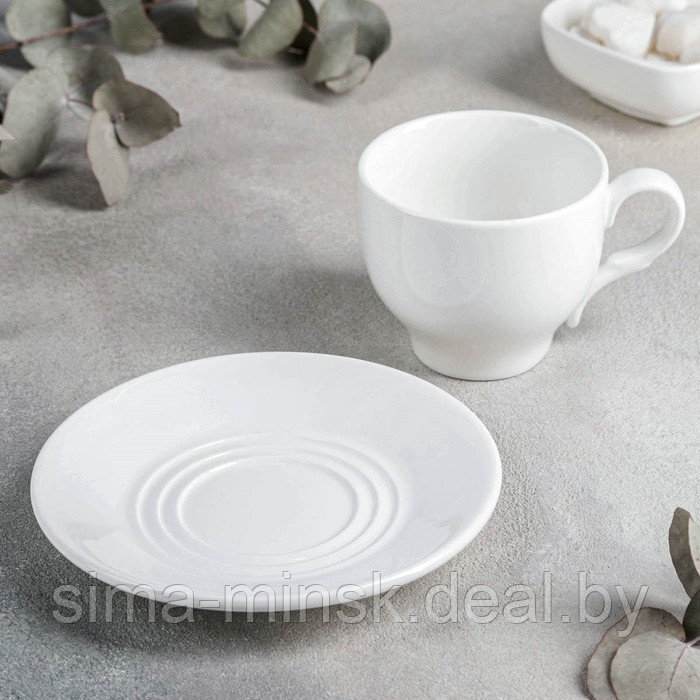 Набор фарфоровый чайный, 4 предмета: чашка 220 мл, 2 блюдца d=14 см, цвет белый - фото 3 - id-p214822249