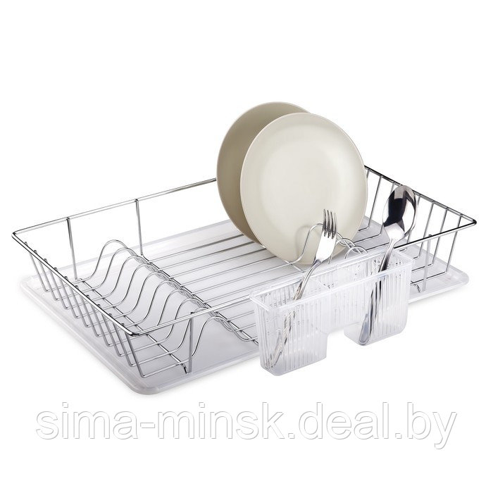 Сушилка для посуды и приборов, с поддоном, цвет хром, KB003 - фото 1 - id-p214820926