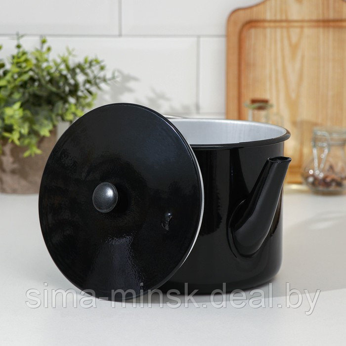 Чайник-котелок с декоративным покрытием, 2,5 л, цвет чёрный - фото 2 - id-p214821921