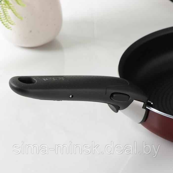 Набор посуды Tefal Ingenio Red 5, 3 предмета: сковороды 22 см, 26 см, съёмная ручка, цвет бордовый - фото 5 - id-p214822079