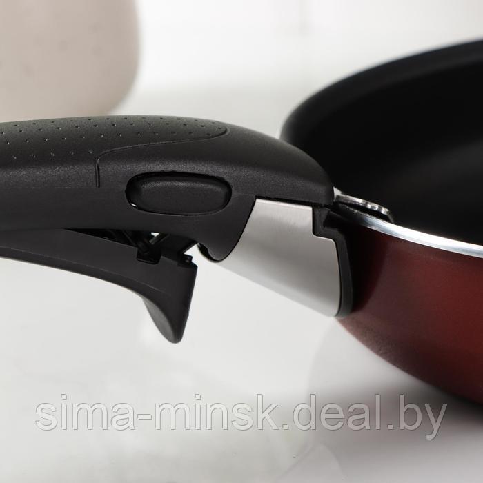 Набор посуды Tefal Ingenio Red 5, 3 предмета: сковороды 22 см, 26 см, съёмная ручка, цвет бордовый - фото 6 - id-p214822079