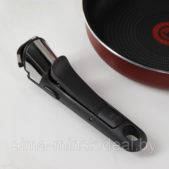 Набор посуды Tefal Ingenio Red 5, 3 предмета: сковороды 22 см, 26 см, съёмная ручка, цвет бордовый - фото 7 - id-p214822079