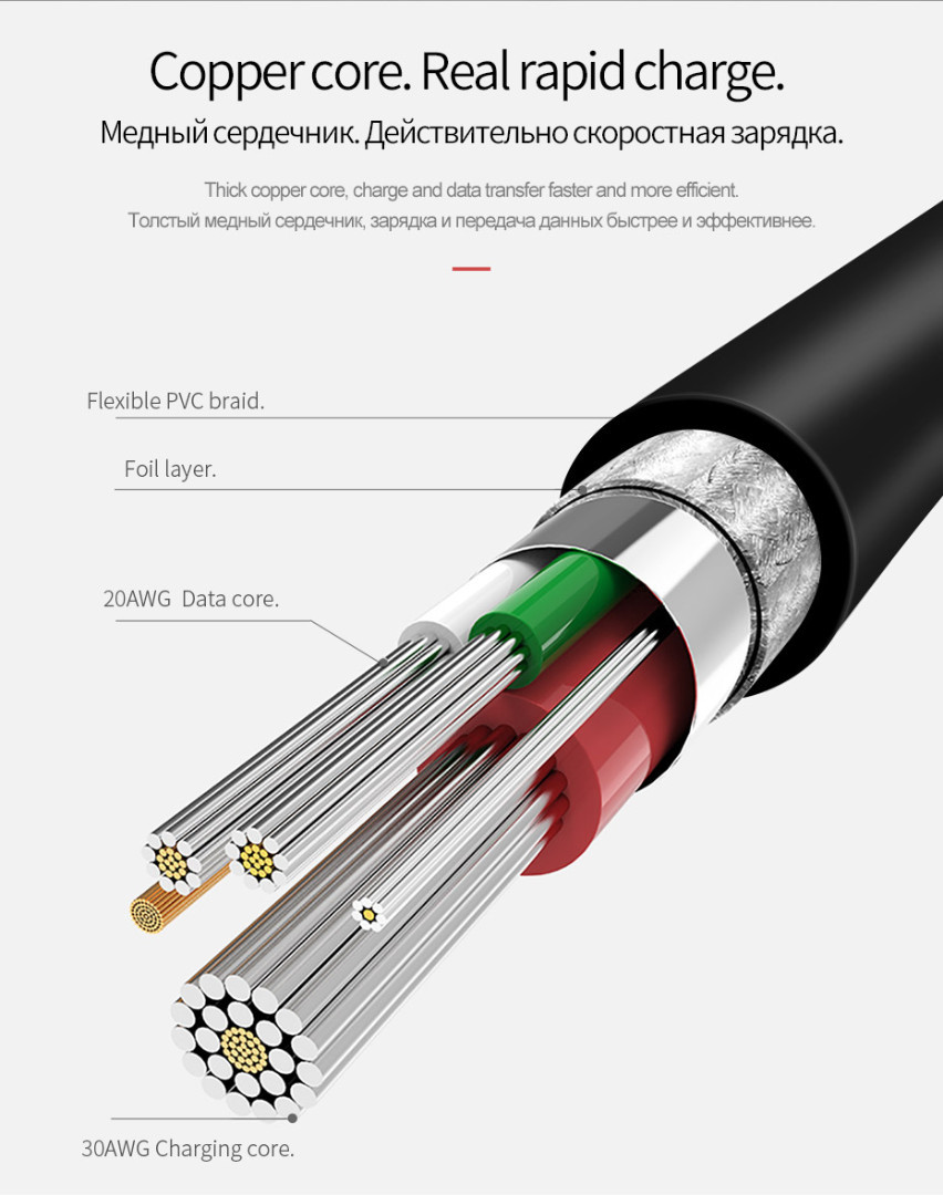 Кабель X20 Flash type-c charging cable(L=1M) черный - фото 4 - id-p214824112