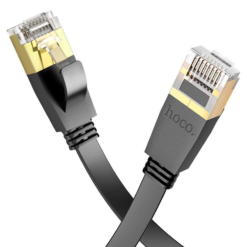 Сетевой кабель для интернета RJ45 - RJ45 20м cat-6 - HOCO US07, гигабитный, плоский, силиконовый, чёрный - фото 4 - id-p214826461